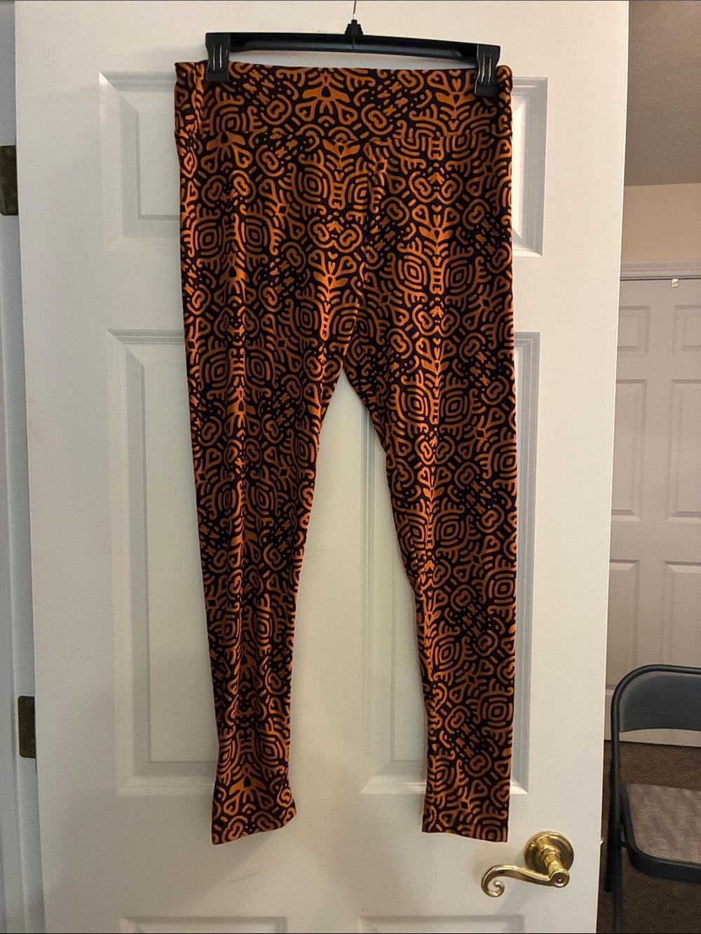 Orange and Black Patterned LuLaRoe Leggings